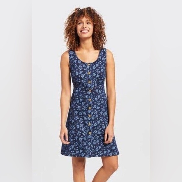 Draper James Dresses & Skirts - Draper‎ James Blue Floral Sleeveless Button Front Denim Dress 4 Country Cottage